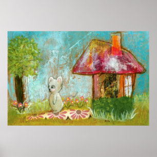 Auspicious Day, Whimsical Woodland Mouse Folk Art Poster