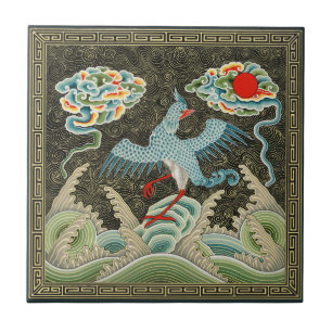 Auspicious Tide & Phoenix Rising Chinese Pattern Tile