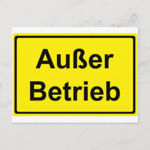 "Außer Betrieb" (German "Out of order") sign Postcard