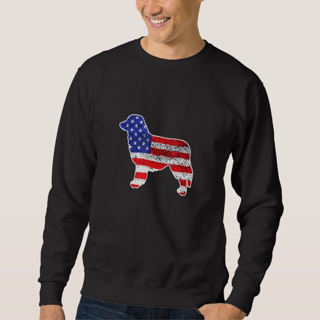 Aussie American Flag Patriotic Aussie Dog 4th Of J Sweatshirt (Front)