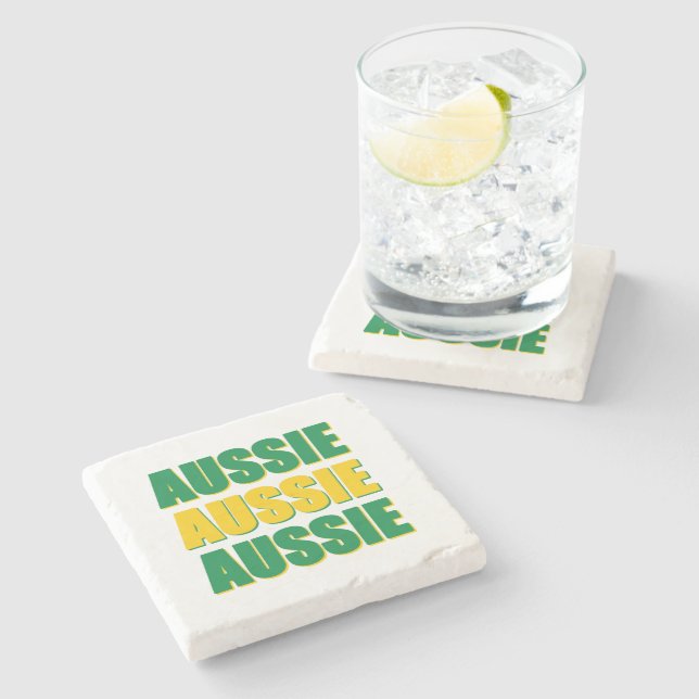 Aussie Aussie Aussie Stone Coaster (Side)