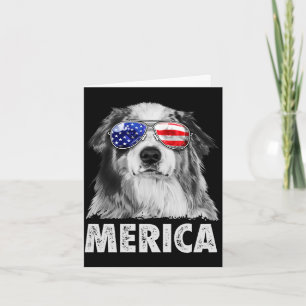 Aussie australian shepherd 4th of july merica card