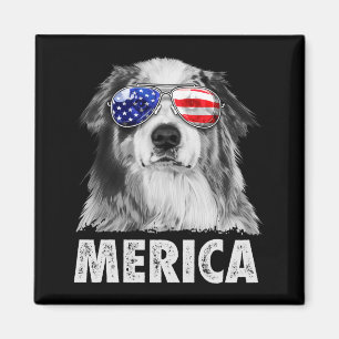 Aussie australian shepherd 4th of july merica magnet