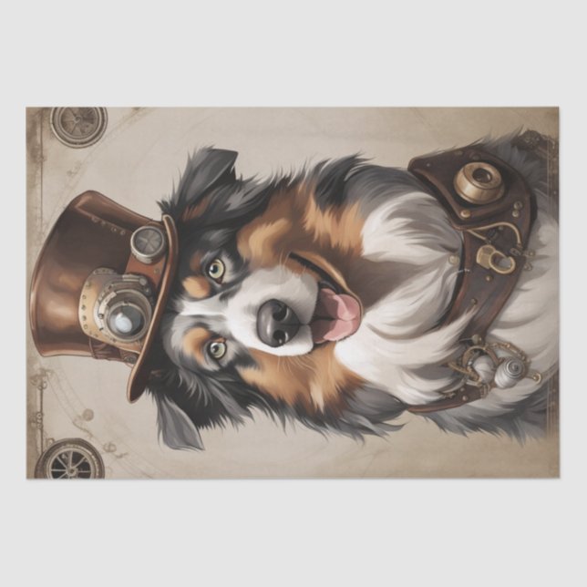 Aussie Aviator: Steampunk Shepherd Decoupage Tissue Paper (Front)