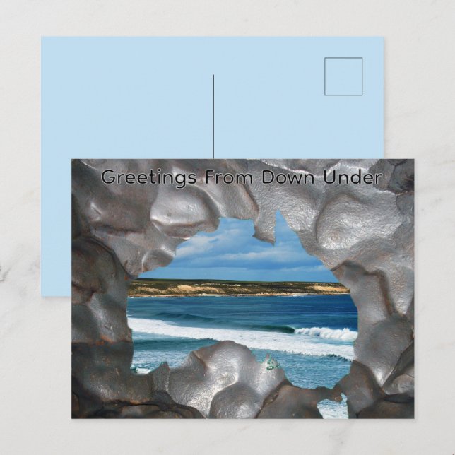 Aussie Beach View Through Aussie Map, Postcard (Front/Back)