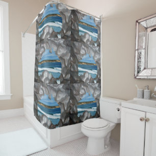 Aussie Beach View Through Aussie Map, Shower Curtain