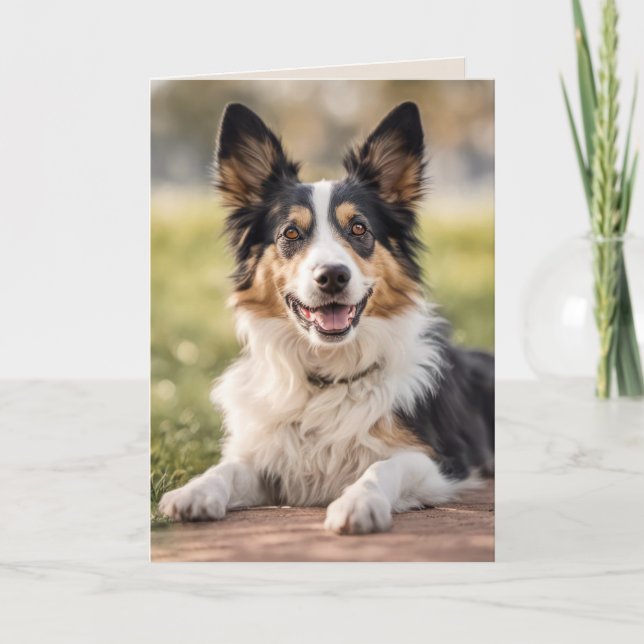 Aussie Birthday Dog With Smiles Card (Front)