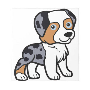 aussie blue merle cartoon notepad