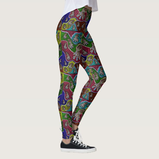 Aussie Blue Ringed Octopus Dot Art Leggings (Right)