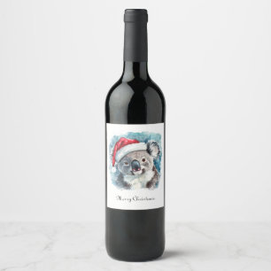 Aussie Christmas Cheer, Koala Bear custom Wine Label
