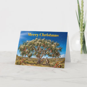 Aussie Christmas Gumtree Baubles Kangaroos Card