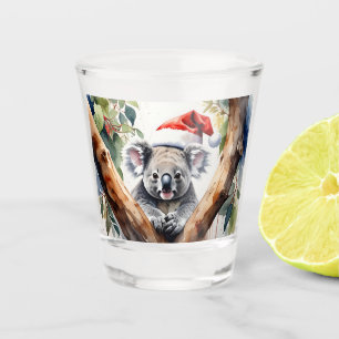 Aussie Christmas Koala lounging in a gum tree Shot Glass