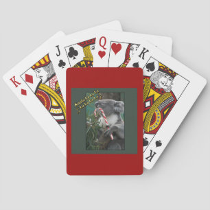 Aussie Christmas Koala with Candy Cane Playing Cards