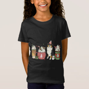 Aussie Coffee Latte Winter Christmas Dog Mum Holid T-Shirt