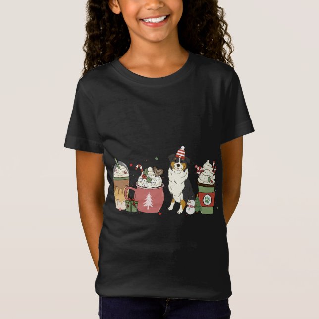 Aussie Coffee Latte Winter Christmas Dog Mum Holid T-Shirt (Front)