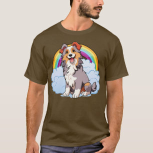 Aussie Dog Cute Australian Shepherd Rainbow Pup T-Shirt