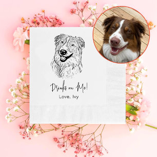 Aussie Dog Hand Drawing Personalised Napkin