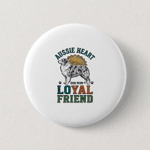 Aussie Dog Lover Vintage Engraved Shepherd Art_1 6 Cm Round Badge