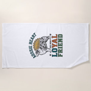Aussie Dog Lover Vintage Engraved Shepherd Art_1 Beach Towel