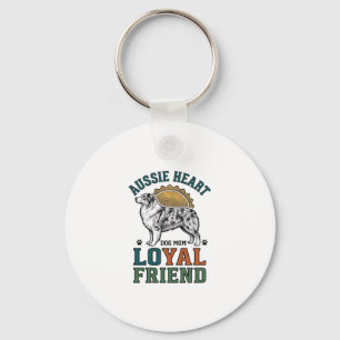 Aussie Dog Lover Vintage Engraved Shepherd Art_1 Key Ring