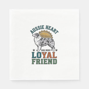 Aussie Dog Lover Vintage Engraved Shepherd Art_1 Napkin