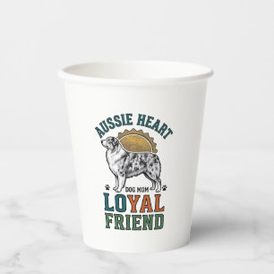 Aussie Dog Lover Vintage Engraved Shepherd Art_1 Paper Cups
