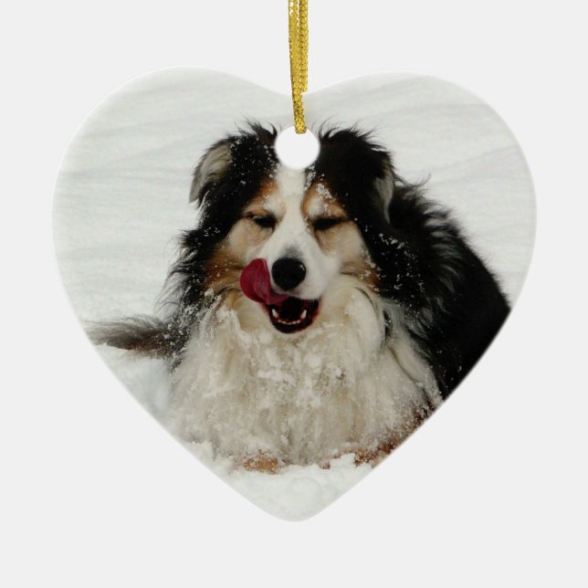 Aussie Dog Tongue Ceramic Tree Decoration (Front)