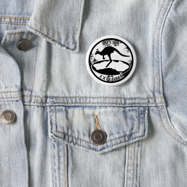 Aussie Explorer in grunge  6 Cm Round Badge (In Situ)