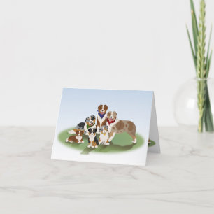Aussie Family with Puppies Thank You Card