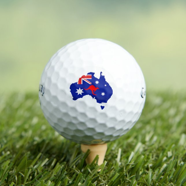 Aussie Golf Balls - Australian Flag Kangaroo Gift (Insitu Tee)