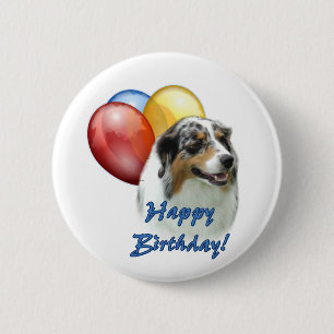 Aussie Happy Birthday Balloons 6 Cm Round Badge