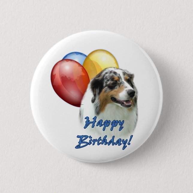 Aussie Happy Birthday Balloons 6 Cm Round Badge (Front)