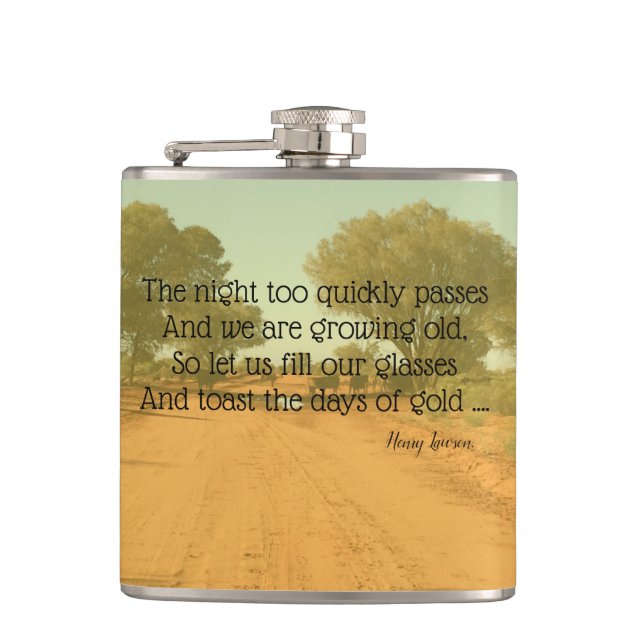 Aussie Henry Lawson Quote Drinking Flask (Front)