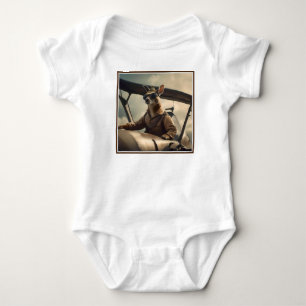 Aussie Kangaroo Aeroplane Pilot, Baby Bodysuit