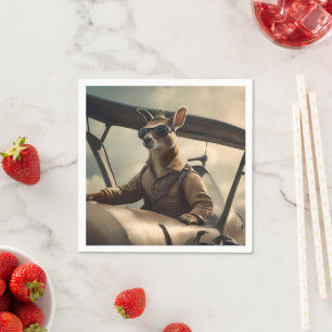 Aussie Kangaroo Aeroplane Pilot, Napkin