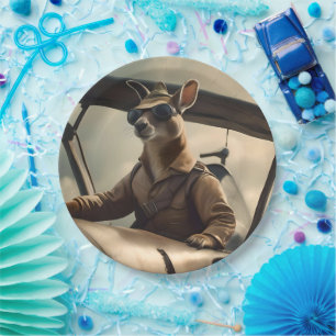 Aussie Kangaroo Aeroplane Pilot, Paper Plate