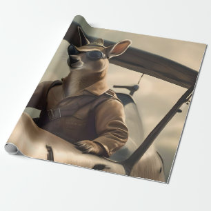 Aussie Kangaroo Aeroplane Pilot, Wrapping Paper