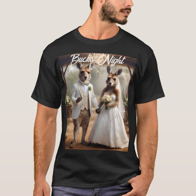 Aussie Kangaroo White Wedding, Bucks Night Tshirt (Front)