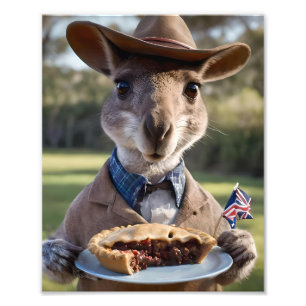 Aussie Kangaroos Love Australian Made Meat Pies, Photo Print