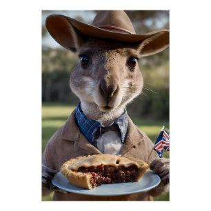 Aussie Kangaroos Love Australian Made Meat Pies, Poster