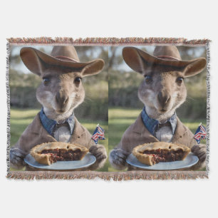 Aussie Kangaroos Love Australian Made Meat Pies, Throw Blanket