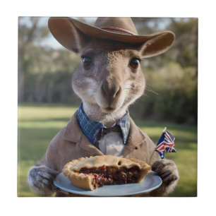 Aussie Kangaroos Love Australian Made Meat Pies, Tile