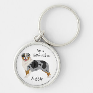 Aussie keychain. Australian Shepherd key ring. Blu Ring