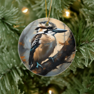 Aussie Kookaburra Oil Paint, Ceramic Tree Decoration