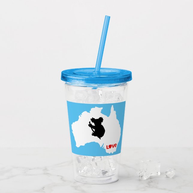 Aussie Love Koala White Acrylic Tumbler (Back Ice)