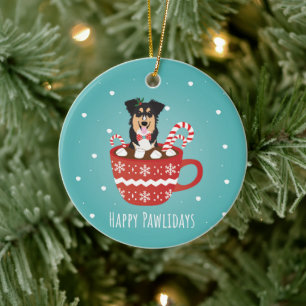 Aussie Mix Christmas Happy Pawlidays  Ceramic Tree Decoration