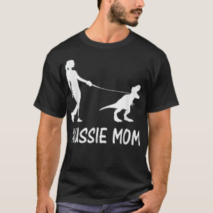 Aussie Mom Australian Shepherd Dog Dinosaur Women T-Shirt