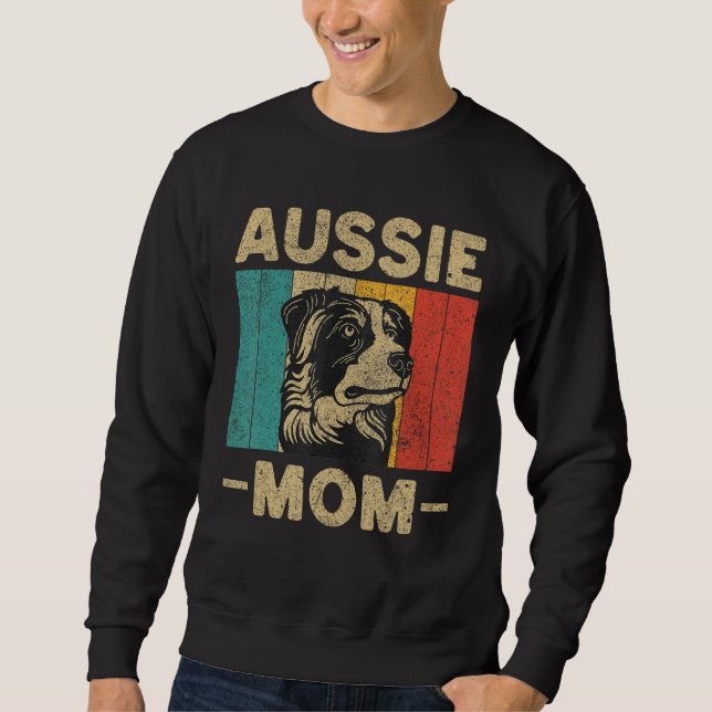Aussie Mom  Retro Australian Shepherd Sweatshirt (Front)