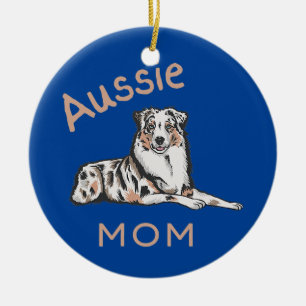 Aussie Mum Australian Shepherd Aussie Dog Ceramic Tree Decoration