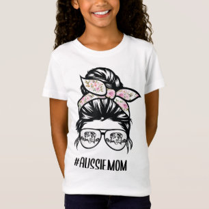 Aussie Mum Messy Bun hair glasses T-Shirt